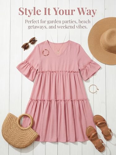 Maternity Summer Dress Sundress Babydoll Beach - color: Pink, size: Medium