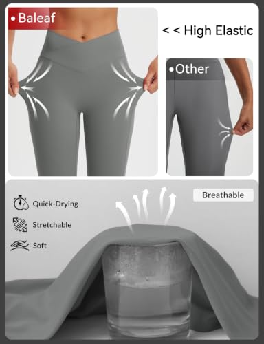 baleaf Womens Capri Leggings with Pockets V Waistband - color: Dark Gray, size: XX-Large