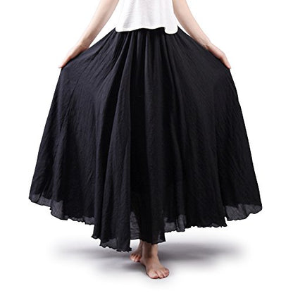 Women's Cotton Long Flowy Rave Renaissance Maxi Skirt - color: Black, size: Small