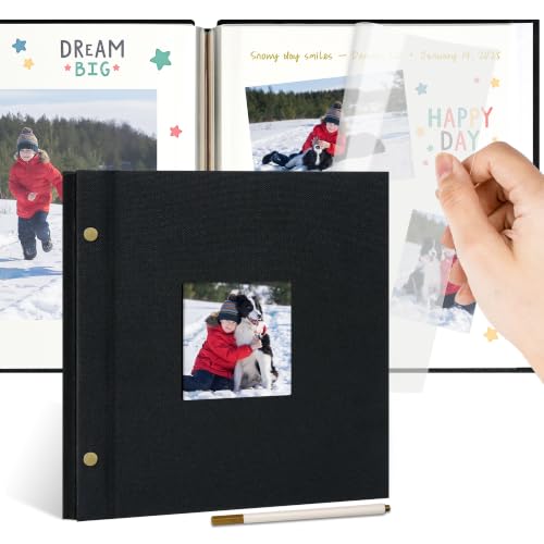 Linen Self-Adhesive Photo Album, 10 x 10, 20 Pages, Black - color: Black, size: 20 Pages (10 Sheets), 10 x 10 Inch