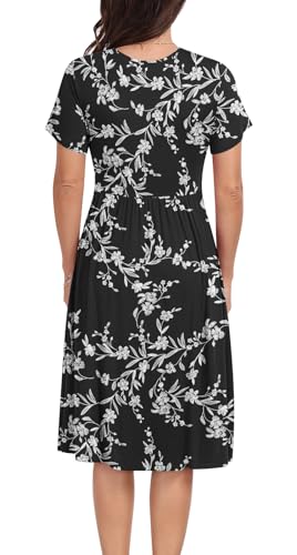 Maternity Dress Summer Wrap Baby Shower Pregnancy Nursing - color: Black Carved White, size: Large
