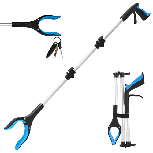 Grabber Reacher Tool for Seniors,36" Foldable Reacher Grabbers Pickup Stick with Anti-Slip 360° Rotating Jaw，with Magnet for Disabled, After Surgery Recovery (Blue, 36Inch 1 Pack) - color: Blue, size: 36 Inch 1 Pack