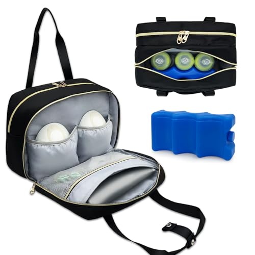 LIVEAGAIN Wearable Breastmilk Bag with Ice Pack Fits for Elvie Hands-Free Pumps and Medela Pump in Style, Portable Pump Carrying Case for for Daycare, Work, and Travel (Bag Only) (Black) - color: Black