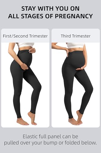 YUDSUD Maternity Leggings with Pockets Over The Belly - color: Dark Grey, size: Small