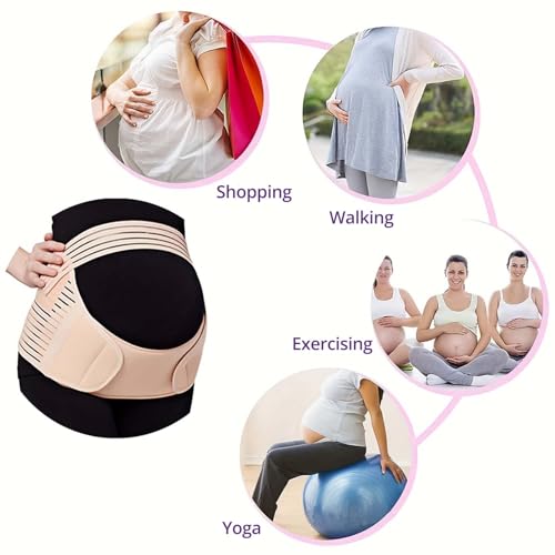 Maternity Belt, 3 in 1 Pregnancy Support Belt for Back, Pelvic & Hip Pain Relief – Comfortable Belly Band with Strong Adjustable Support, No Digging, Easy Hook & Loop Closure for All-Day Wear