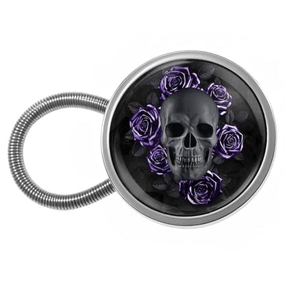 Black Skull with Purple Roses Button Extenders for Jeans Pack of 4 - color: Gothic Black Skull with Purple Roses