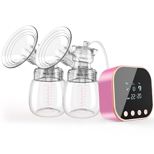 Lulia Double Electric Breast Pump, 4 Modes & 9 Levels Breastfeeding Pump - color: Pink White