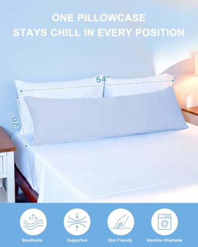 YZ HOME Cooling Body Pillow for Adults,Cold Touch Fabric(Bule,20"x54") - color: Blue
