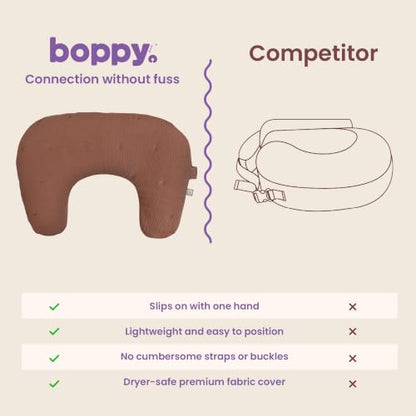 Boppy Nursing Pillow, Cotton Muslin Ergonomic Breastfeeding Support Pillow - color: Luxe - Chestnut Muslin