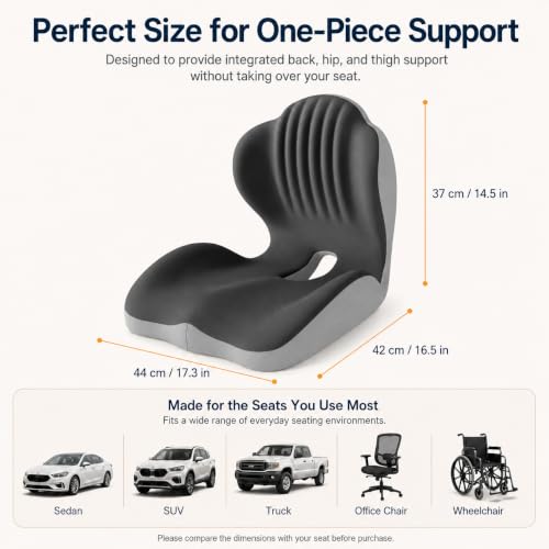 Ergonomic Seat Cushion for Office Chair with Lumbar Support - color: Gray