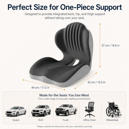 Ergonomic Seat Cushion for Office Chair with Lumbar Support - color: Gray