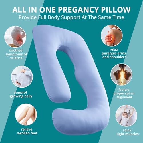 Cooling Pregnancy Pillows for Sleeping, 57'' Full Body Pillow, Light Blue - color: Light Blue, size: 57 Inch