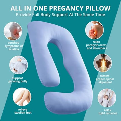 Cooling Pregnancy Pillows for Sleeping, 57'' Full Body Pillow, Light Blue - color: Light Blue, size: 57 Inch