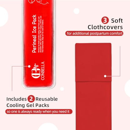 Perineal Ice Packs for Postpartum Recovery, Hot & Cold Postpartum Ice Packs - color: Red