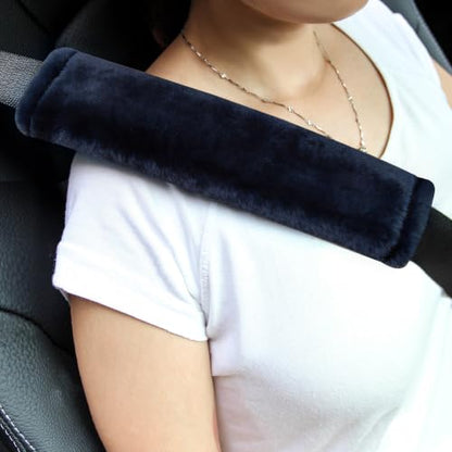 Amooca 2-Pack Soft Furry Universal Seatbelt Cover Car Shoulder Pad - color: Dark Blue, size: 10.5in 2pack