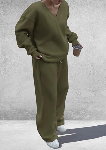 PRETTYGARDEN Womens 2 Piece Outfits Fall Sweatsuits - color: Army Green, size: Large