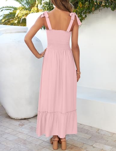 ZESICA Womens Summer Boho Spaghetti Strap Maxi Dress - color: Pink, size: XX-Large