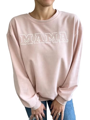 Women Waffle Knit Mama Embroidered Zippers Breastfeeding Nursing Sweatshirt - color: Pink, size: Medium