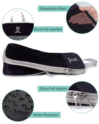 6/8 Set Space Saving Compression Packing Cubes Lightweight Packing Cube - color: Black, size: 8 Pcs(XL,L*2,M*2,S,laundry bag,shoes bag)