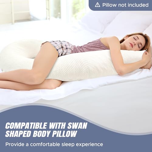 Swan Shaped Body Pillow Cover Fabric, Long Pillow Case, Beige, 1Pack - color: Beige