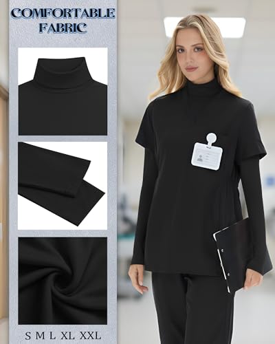 4 Pack Women's Underscrub Shirts - color: Black, size: XX-Large
