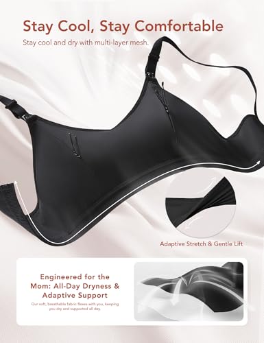 HOFISH ZipPum Hands-Free Pumping & Nursing Bra, Dual-Zip Design - size: X-Large
