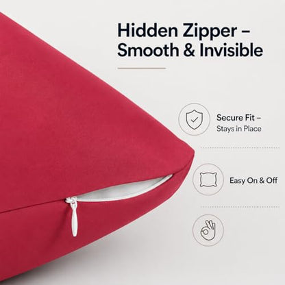 EVOLIVE Body Pillow Cover 21"x54", Microfiber, Hidden Zipper (Crimson) - color: Crimson