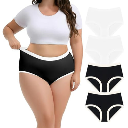 Lastshe Womens Plus Size Seamless Underwear High Waisted Ladies Panty Full Coverage Comfortable Briefs 4 Pack - color: Multi1 (4 Pack), size: 4X