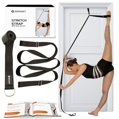 Stretching Strap with Door Anchor for Splits and Flexibility Training - color: Black