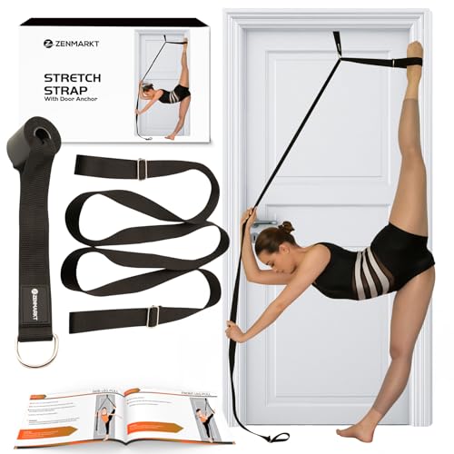 Stretching Strap with Door Anchor for Splits and Flexibility Training - color: Black