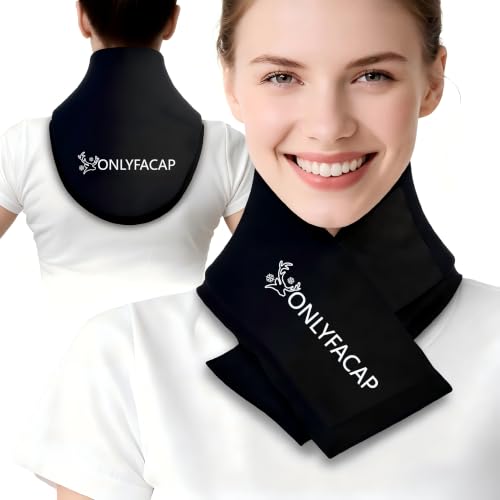Flexible Neck Ice Pack Wrap,Gel Cold Therapy for Pain Relief - color: Black