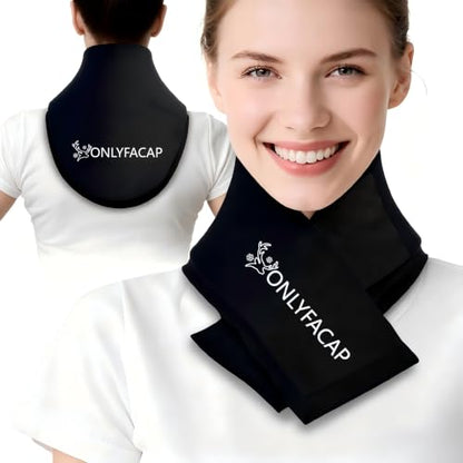 Flexible Neck Ice Pack Wrap,Gel Cold Therapy for Pain Relief - color: Black