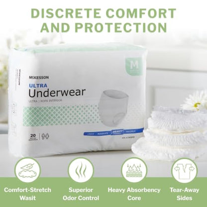 McKesson Ultra Adult Incontinence Underwear, Heavy Absorbency, 44 in, 80 ct - size: Medium (80 Count)