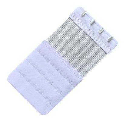 Women Pack of 3 Soft Comfortable 4 Hooks Bra Extender - color: White, 1/2 Inch Spacing