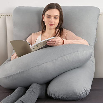 Elover U Shaped Pregnancy Pillow,Full Body Maternity Support - color: Cooling-haze Gray