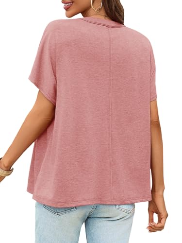 Tankaneo Womens Maternity Tops Batwing Short Sleeve Pregnancy T Shirts - color: Brick Red, size: Medium