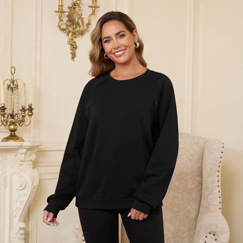 DEBELLY Nursing Friendly Sweatshirt for Breastfeeding Dual Zippers - color: Black, size: Large