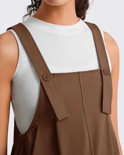 G4Free EverGoing Maternity Overall Dress Adjustable Straps Pregnancy Jumpsuits Dresses with Pockets Casual Work - color: Dark Coffee, size: Medium