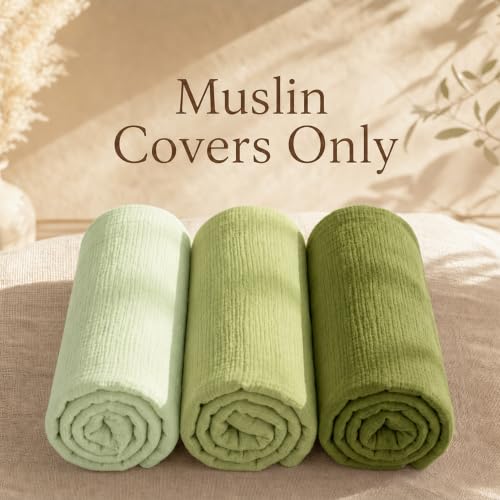 3 Pack Muslin Baby Lounger Covers, Covers Only, 35.5" x 20" - color: 3 Pack Green