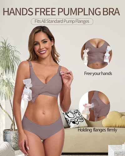 Vinfact Hands Free Pumping Bra Adjustable Breast-Pumps Nursing Bras Comfort Maternity Breast Pump Bra - color: Grey, size: Small