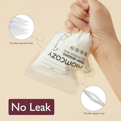 Momcozy 8oz Breastmilk Storage Bags, Temp-Sensing & Pour Spout, 60 Count - size: 60PCS
