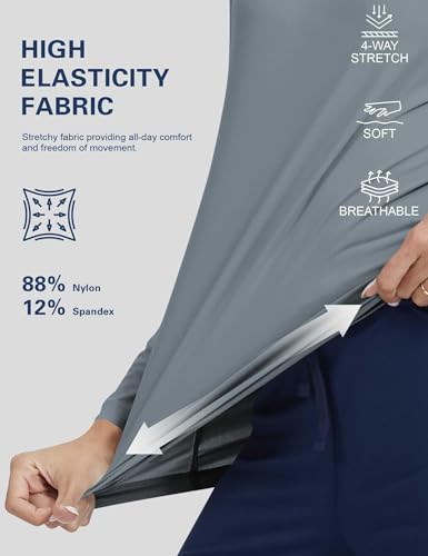 Women's Underscrub Long Sleeve Undershirt Stretch Sun Protection for Nurses - color: Grey, size: X-Small