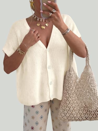 PRETTYGARDEN Womens 2026 Summer Oversized Cardigans Sweaters - color: White, size: X-Large