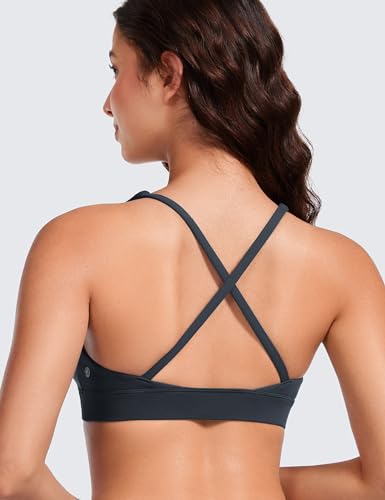 CRZ YOGA Butterluxe Deep V Neck Sports Bras - color: True Navy, size: Medium