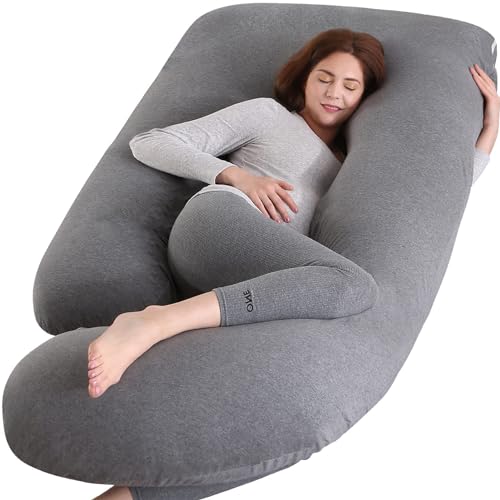 BATTOP Pregnancy Pillows for Sleeping- U Shaped Full Body Maternity Pillow, Pregnancy Pillow for Side Sleepers with Removable Cover, Supports Back, Hips, Belly & Legs (Black Grey) - color: Black Grey