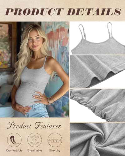 Ficerd 3 Pack Women's Maternity Tank Tops - color: Black, Light Gray, White, size: Large