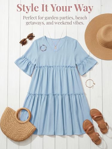 Maternity Summer Dress Sundress Babydoll Beach - color: Blue, size: Medium