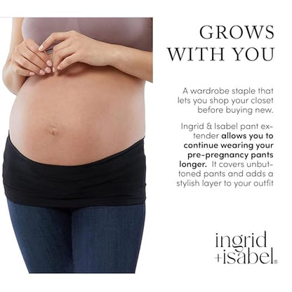 Ingrid & Isabel Basics Bellaband, Maternity Belly Band, Pants & Jeans Extender for Pregnancy & Postpartum - color: White/Black, size: Small-Medium, style: Casual