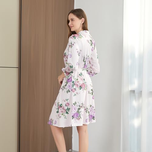 Galabloomer Maternity Robe and Receiving Blanket, Matching Mommy Labor Robe - color: Purple Rose, size: Medium