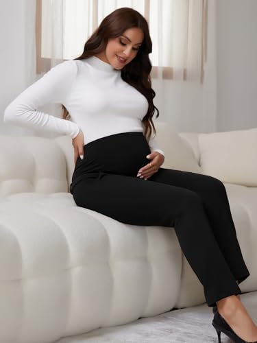 Maternity Work Pants Skinny Office Trousers - color: Black, size: XX-Large